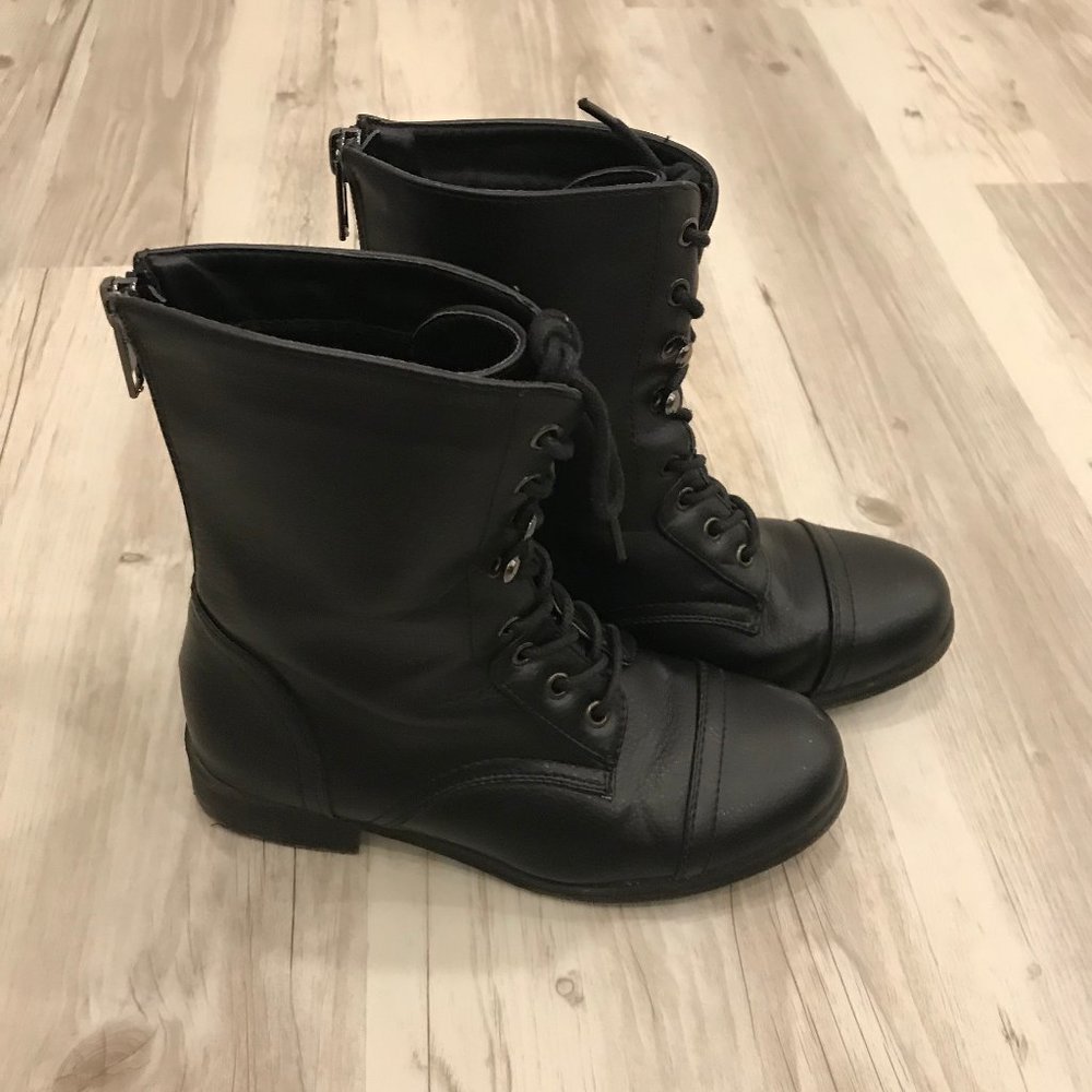 Nevada Faux Leather Black Boots - Girl - Camden